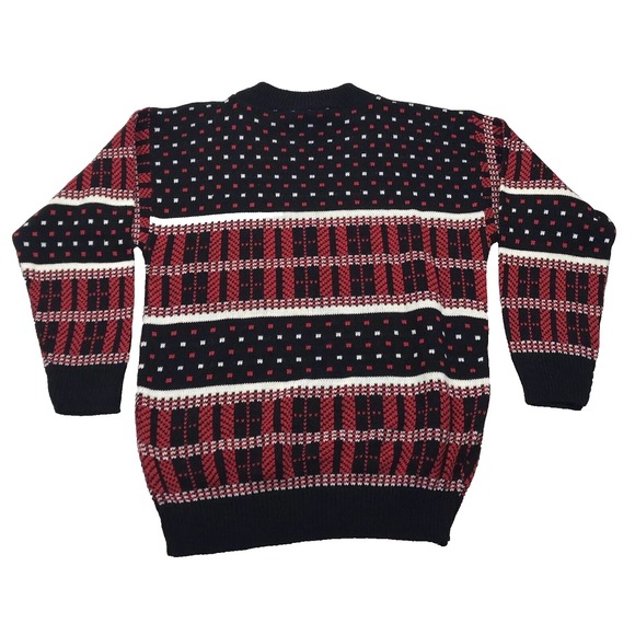 VTG AMERICAN PRIDE Sweater Men S Black Red Geometric ColorBlock 80s 90s MADE USA - Picture 8 of 16